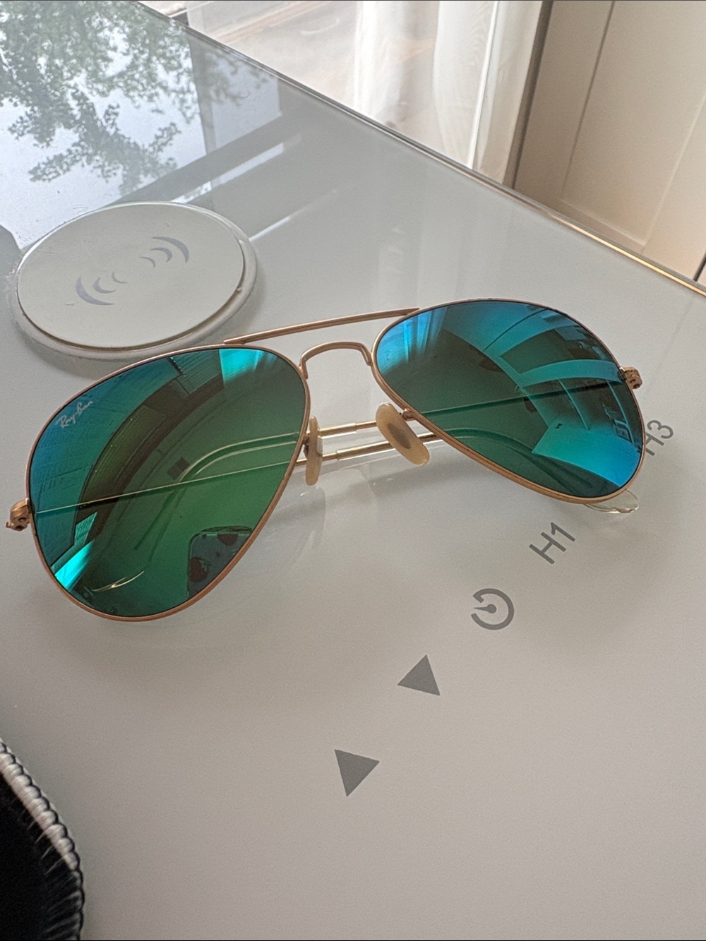 Ray-Ban Aviator Sunglasses - Blue Green Mirror Lenses, Gold Frame